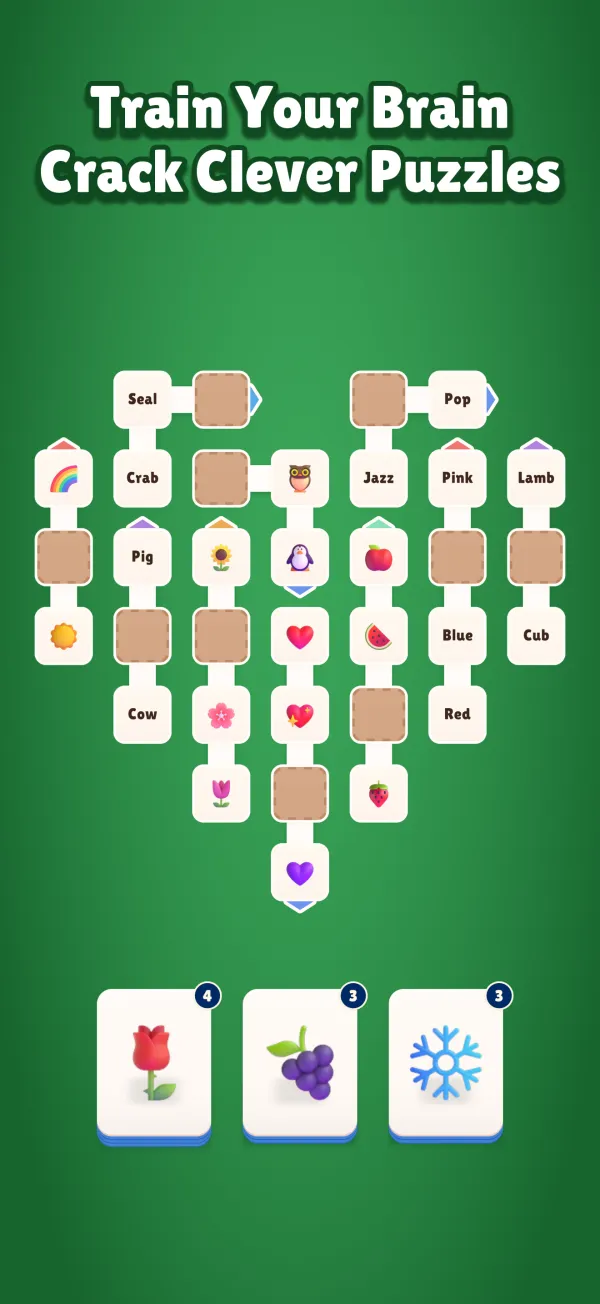 Train your brain: a board of word arrows in the shape of a heart